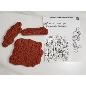 NEVER USED Heartfelt Creations Red Cling Stamps HCPC 3505 Timeless Rosette Precu